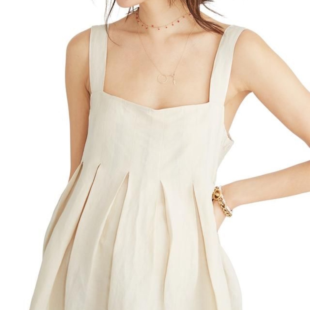 HATCH Camilla Ivory Pleated Peplum Tank Top (Small)